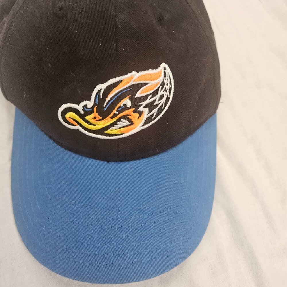 Kids Akron Rubberducks Baseball Cap Minor League Black with Blue Brim